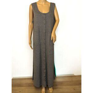 Crossroads Woman Sleeveless Button-Front Long Gray Casual Spa Dress